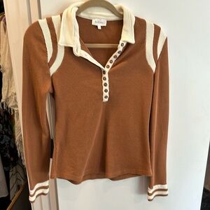 Burnt orange waffle knit top